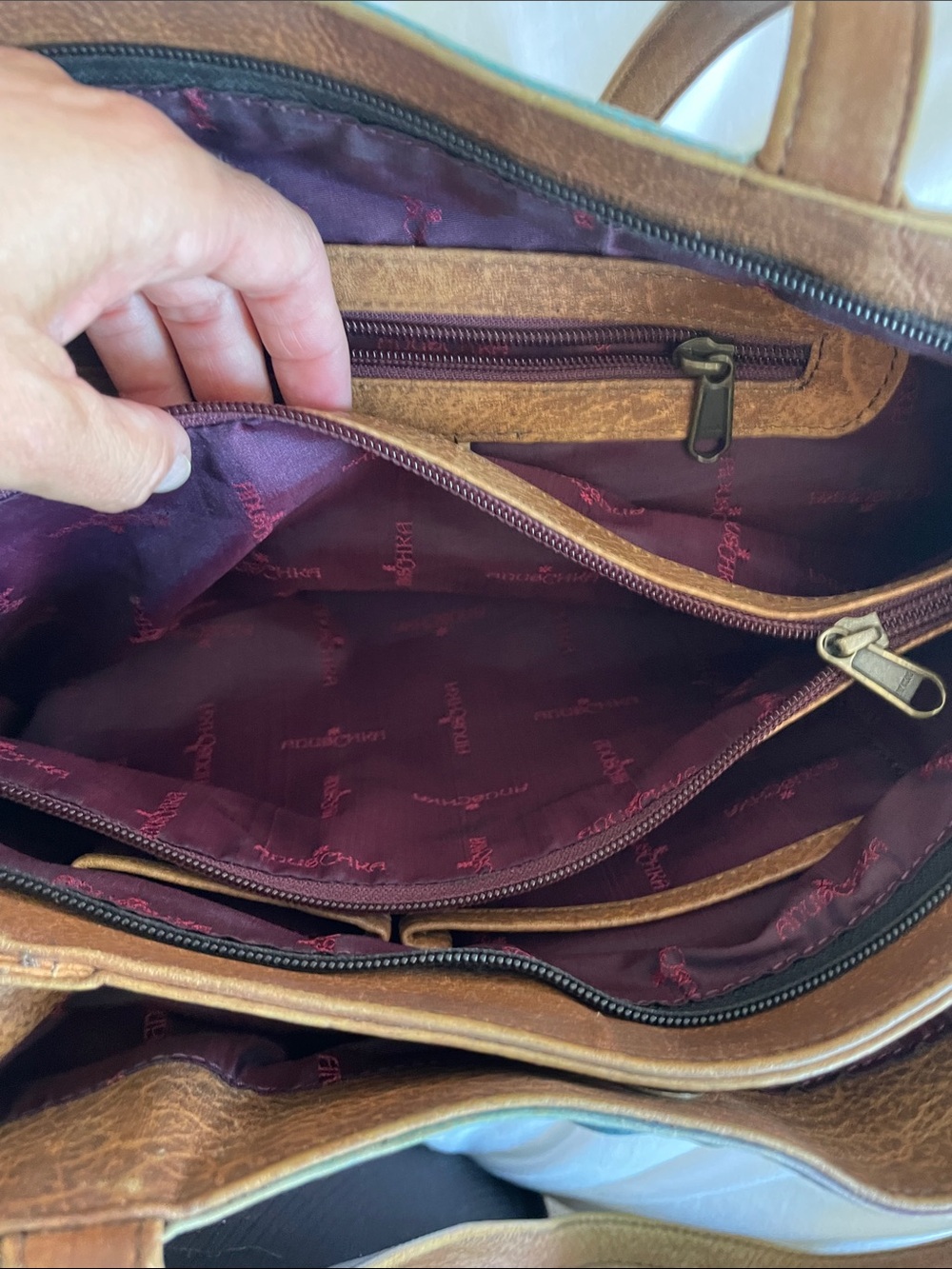 Anuschka Hand-Painted Butterfly & hibiscus floral Leather Shoulder Bag - Picture 10 of 15